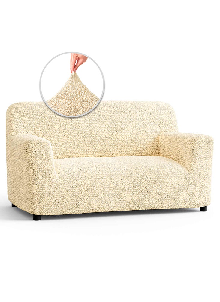 PAULATO - Paulato Loveseat Slipcover - Stretch Couch Cover - Cushion Love Seat Sofa Cover - Soft Fabric Slip Cover - 1-Piece Form Fit Washable Protector - Microfibra Collection - Vanilla - Image 1