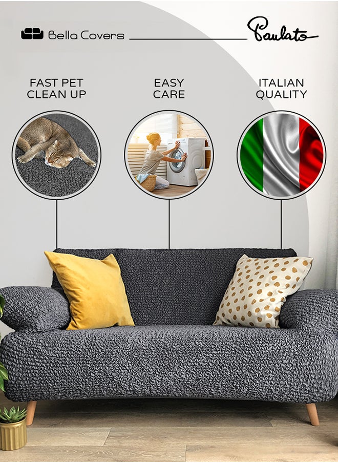 PAULATO - Paulato Loveseat Slipcover - Stretch Couch Cover - Cushion Love Seat Sofa Cover - Soft Fabric Slip Cover - 1-Piece Form Fit Washable Protector - Microfibra Collection - Vanilla - Image 1