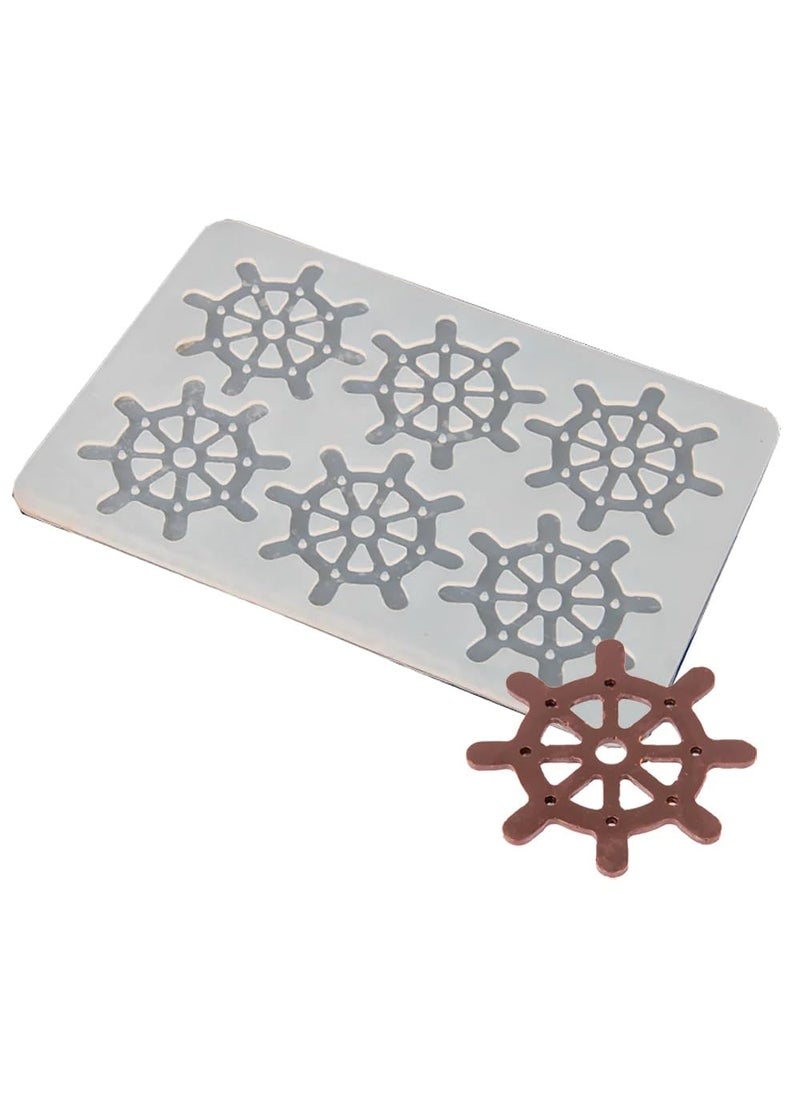 Noble Foods Ship Steering Wheel Pattern Silicone Chocolate Garnishing Mould 6 Cavity  - Image 2