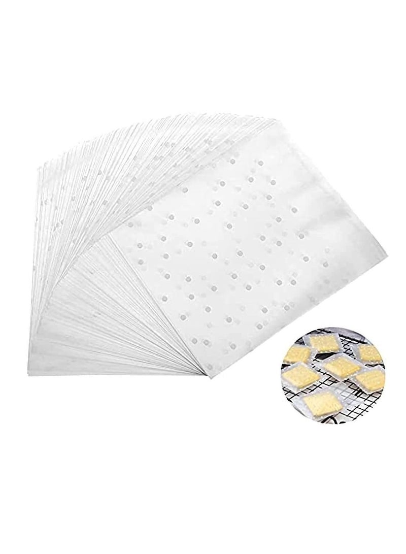 Excefore 4”x4”Self Adhesive Candy Bag 400 PCS Cellophane Cookie Bags Self-adhesive Sealing Cellophane Bags White Polka Dot Clear Bags OPP Plastic Party Bag for Bakery, Candy, Soap, Cookie  - Image 1