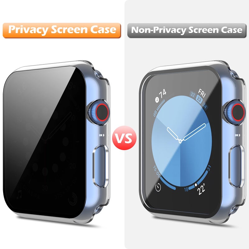 Misxi 2 Pack Protective Privacy PC HD Case for Apple Watch SE 3 (2025) SE 2 SE Series 6 Series 5 Series 4 40mm, Thin Cover with Anti-Spy Tempered Glass Screen Protector for iWatch, 1 Black + 1 Transparent - Image 4