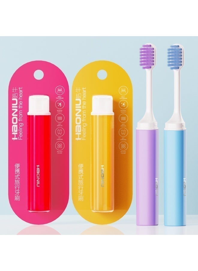 HAONIU 4 PCS Travel Toothbrush,Manual Toothbrush Kit, Portable ,Soft , Folding Toothbrush Comes  for Travel, Camping, School, Home, Business Trip (Multicolor) - Image 1