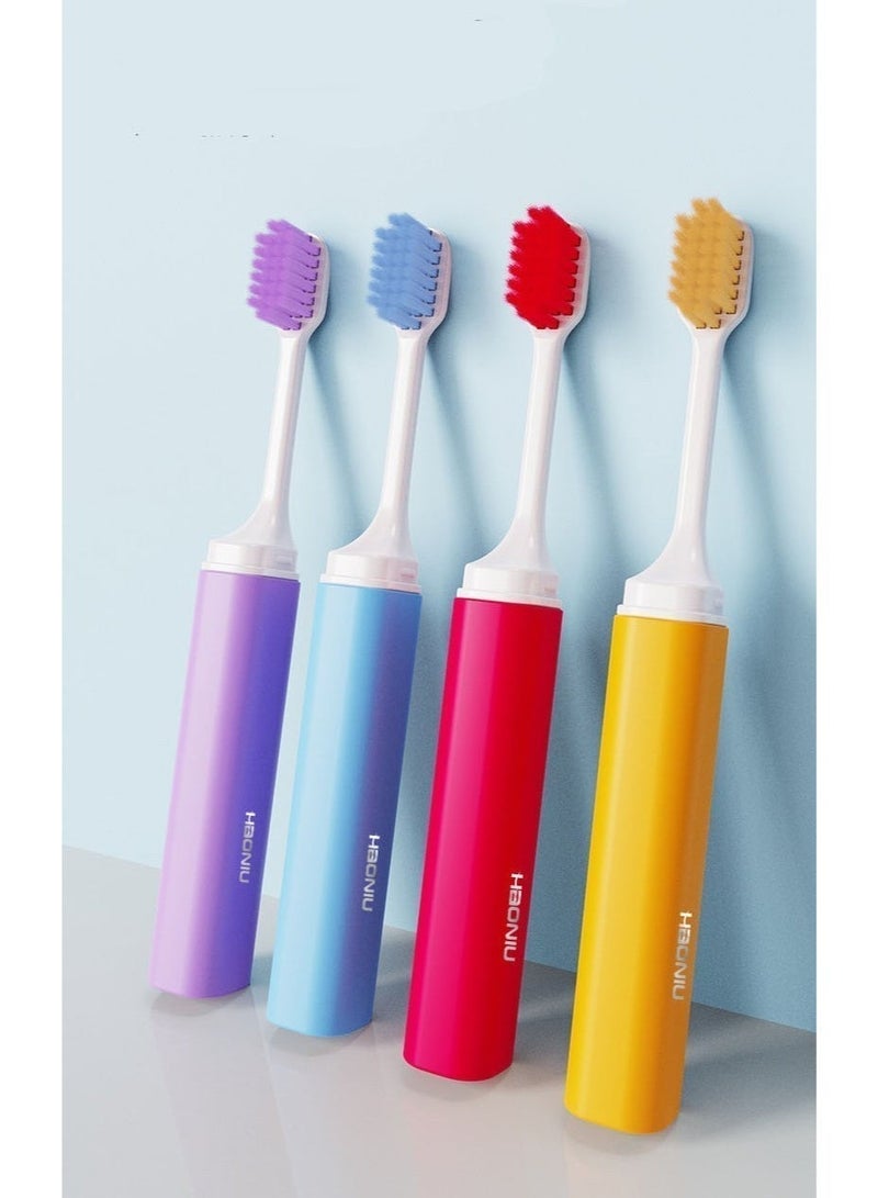 HAONIU 4 PCS Travel Toothbrush,Manual Toothbrush Kit, Portable ,Soft , Folding Toothbrush Comes  for Travel, Camping, School, Home, Business Trip (Multicolor) - Image 3