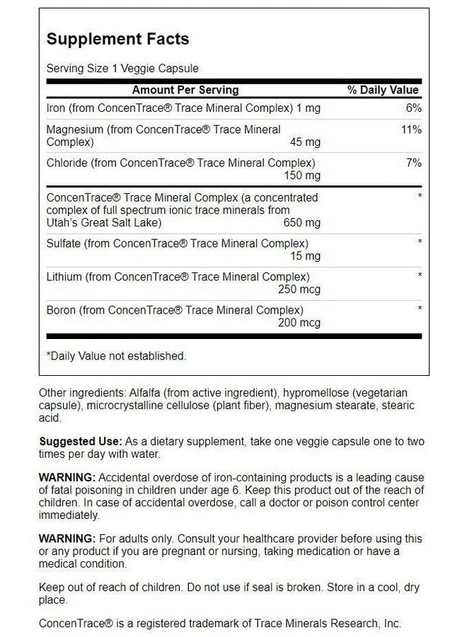SWANSON Concentrace Trace Mineral Complex 60 Veg Capsules - Image 3