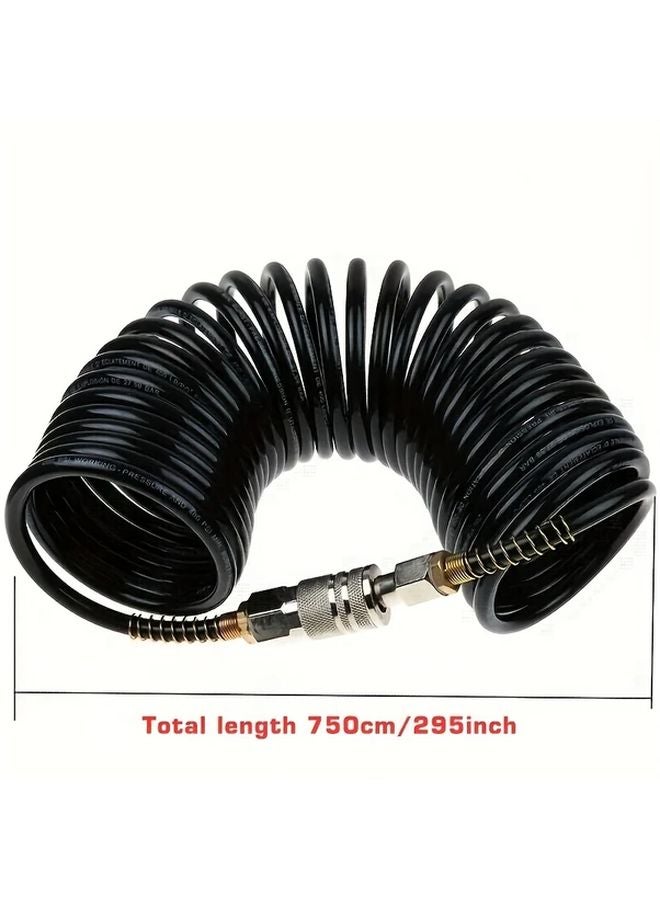 295 28 Inch Black PE Pneumatic Air Hose with G1 4 Golden Metal Quick Coupler - Image 1