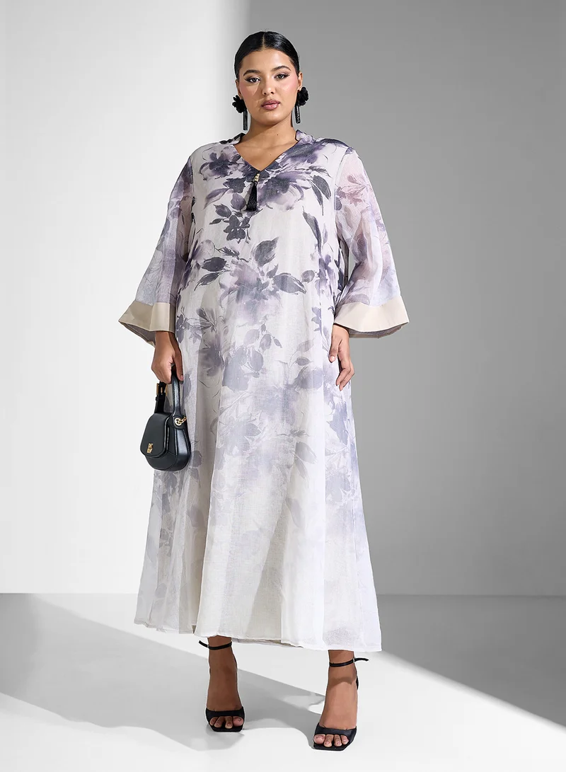 Khizana Floral Print Caftan Dress