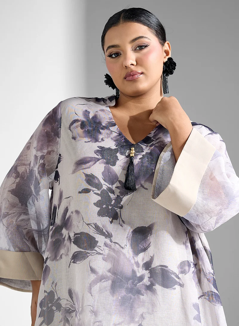 Khizana Floral Print Caftan Dress