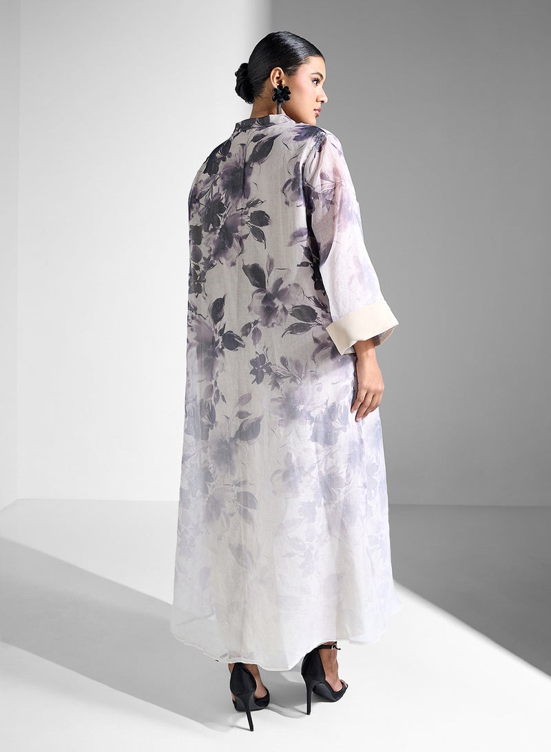 خزانة فستان قفطان بطبعة زهور - Image 2