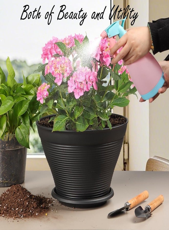 RooTrimmer 5 Pack 10 Inch Plant Pots with Drainage Holes, Plastic Flower Pots with Saucer, Large Planters for Indoor Outdoor Garden, House Plants and Flowers, Black - Image 5