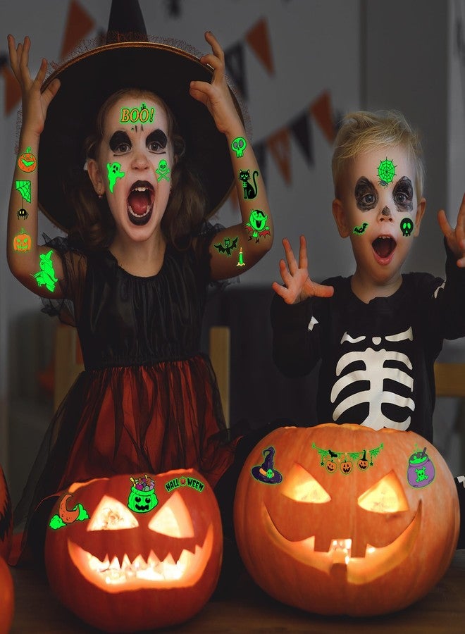Huskein 145 Styles Halloween Tattoos for Kids, 12PCS Halloween Luminous Tattoos, Glow in Dark Ghosts Pumpkin Fake Temporary Tattoos Stickers Bulk for Halloween Party Favors Accessories Supplies - Image 5