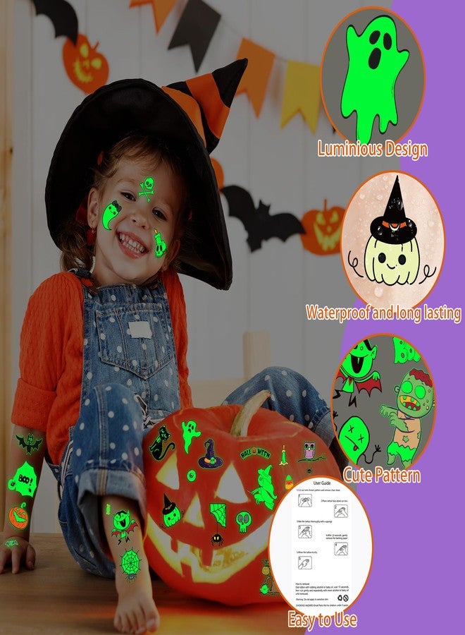 Huskein 145 Styles Halloween Tattoos for Kids, 12PCS Halloween Luminous Tattoos, Glow in Dark Ghosts Pumpkin Fake Temporary Tattoos Stickers Bulk for Halloween Party Favors Accessories Supplies - Image 4