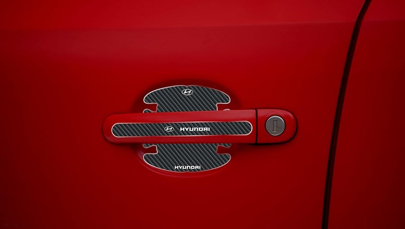 BIG FLAG 3D Gel Type Car Door Carbon Fiber Handle Cup and Handle Stripe Scratch Guard Sticker Universal for Specific Brand (Pack of 8) (3DDRSTCFSQVAR) (HYUDAI) - Image 1