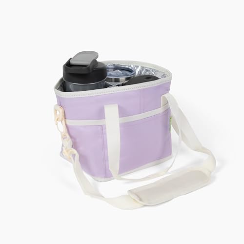 NoNa & Bee 4 Water Bottle Holder with Strap Family Size 4 Compartment Drink Bag Multiple Tumbler Carrier Caddy Adjustable Fits Large Small Drinks Hands Free Wont Tip Over in Car Lavender - Image 3