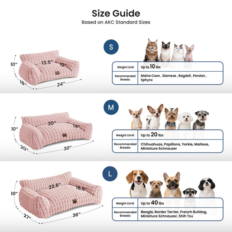 blunique Cute Small Dog Couch Bed â€“ Supportive & Fluffy Pet Sofa with Faux Rabbit Fur Washable Cover in 3D Diamond Pattern, 30" Pink - Image 5