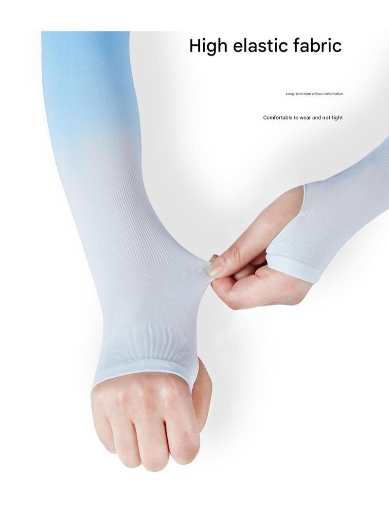 Goolsky Gradient Color Ice Silk Sun Protection Arm Sleeves for Women – Summer UV Cooling Covers Driving Cycling, Breathable Invisible Fit - Image 3