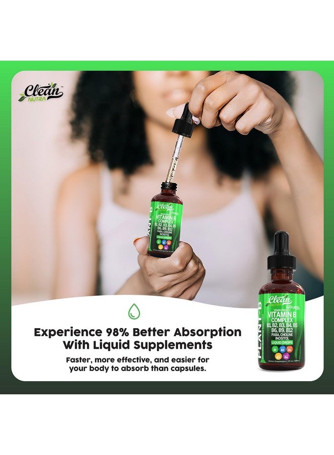 Clean Nutraceuticals قطرات سائلة من فيتامين ب المركب | ثيامين ب1، ب6، ب2، ب3، ب4، ب5، ب7، ب9، ب12، نياسيناميد، بABA، كولين، إينوزيتول، تورين، بروبيوتيك، جذر الشمندر، سبيرولينا - مكملات فيتامين ب النباتية من كلين نوترا - Image 4