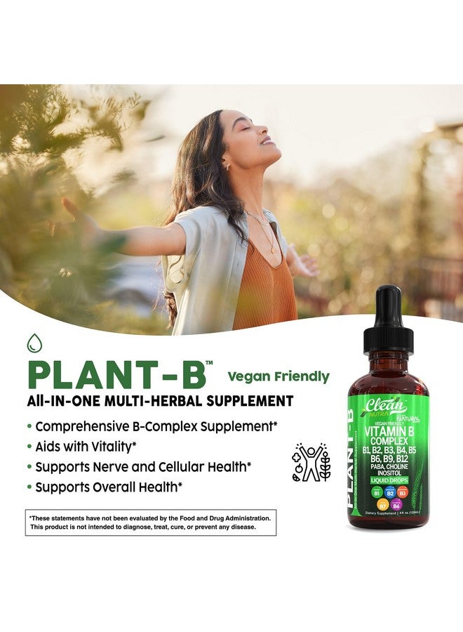 Clean Nutraceuticals قطرات سائلة من فيتامين ب المركب | ثيامين ب1، ب6، ب2، ب3، ب4، ب5، ب7، ب9، ب12، نياسيناميد، بABA، كولين، إينوزيتول، تورين، بروبيوتيك، جذر الشمندر، سبيرولينا - مكملات فيتامين ب النباتية من كلين نوترا - Image 3