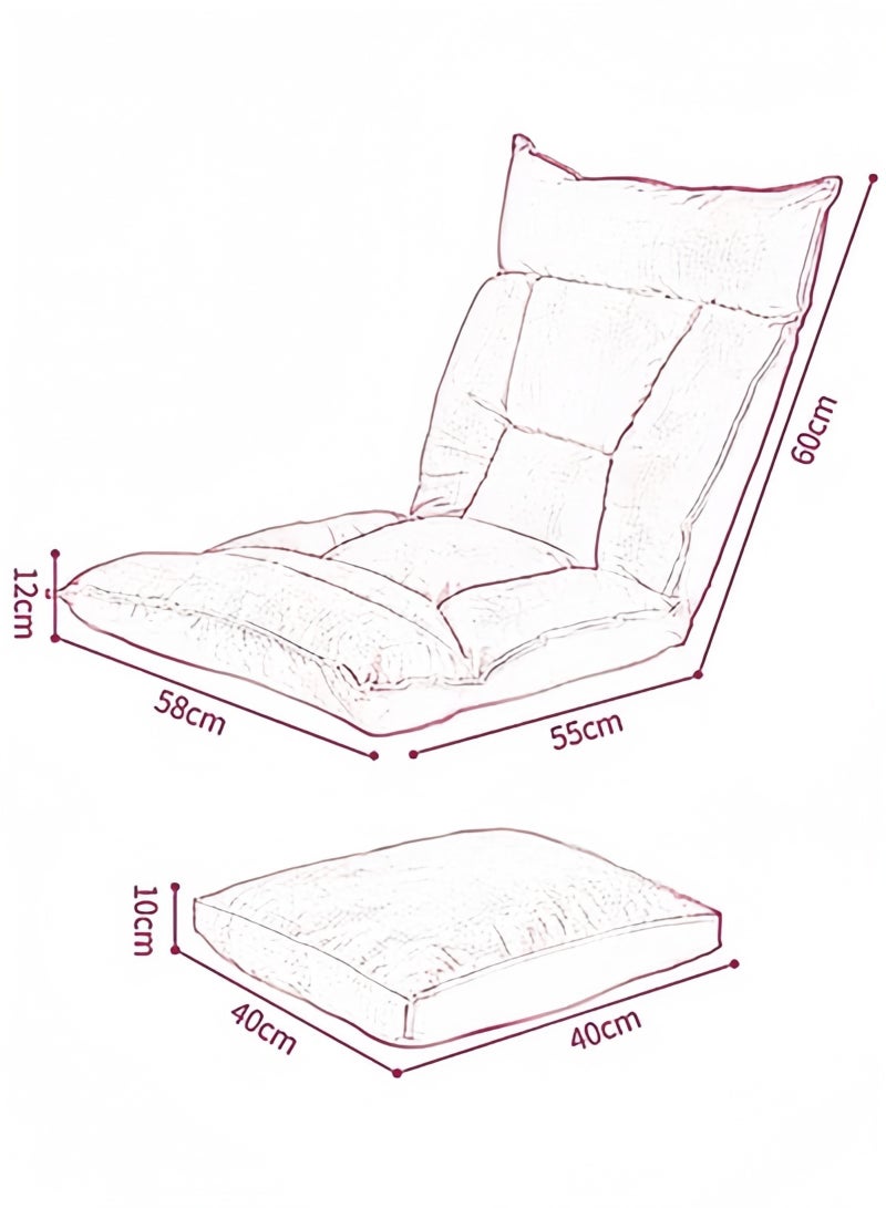 GGEROU Lazy chair with Back Support, 6-Position Adjustable Lounge Chair Gaming Floor Chair for Adults & Kids Foldable Meditation Chair Legless Grey 60x55x58 cm  - Image 2