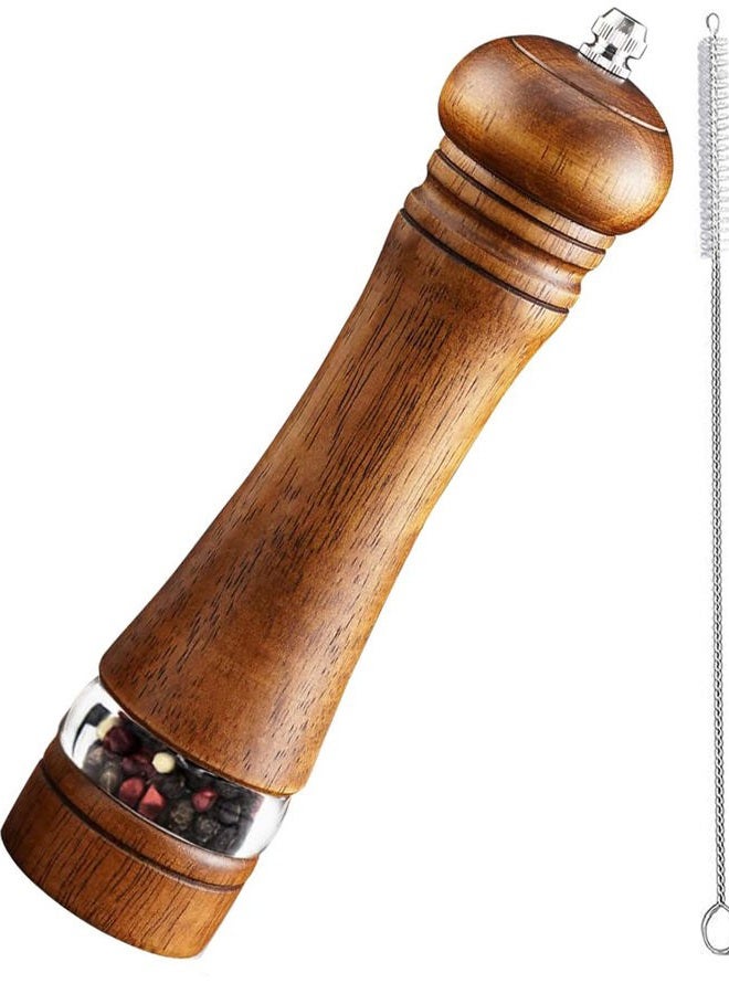 TooWoom Pepper Grinder Wood, Clear Design Wooden Pepper Mill, 8 inch Ultra Durable Adjustable Coarseness Salt and Pepper Grinder, Ceramic Grinding Pepper Mill Refillable for Black Pepper, Salt - Image 1