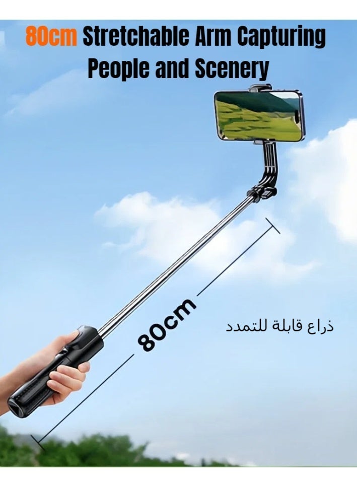 ريماكس حامل ثلاثي صغير للكاميرا على شكل عصا سيلفي، قابل للتمديد حتى 0.8 متر مصنوع من سبائك الألومنيوم، قابل للتعديل بزاوية 360 درجة، مزود بجهاز تحكم عن بعد للشحن بتقنية بلوتوث 5.2، متوافق مع أجهزة iPhone/Android/GoPro، مناسب للبث المباشر على TikTok/السفر/مدونات الفيديو/تصوير الفيديو والصور، أسود. - Image 4