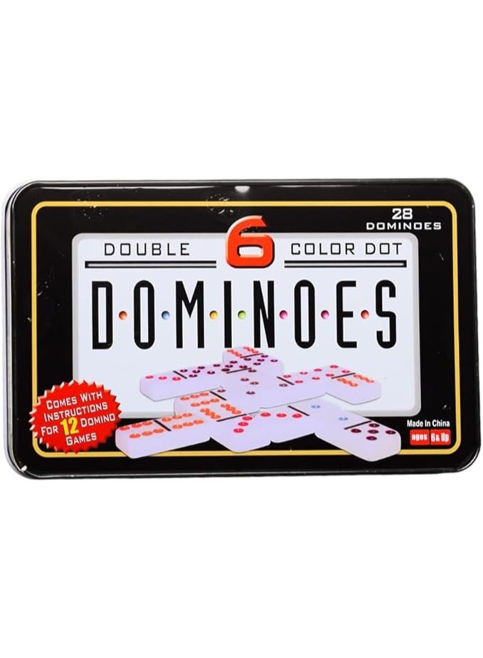 Dominoes Double Six Dominoes Set – Classic Polka Dot Color Dot Tiles Game for Kids & Adults | 28 Durable Dominoes with Multi-Colored Pips | Family Game Night, Party, Travel, and Educational Fun - Image 2