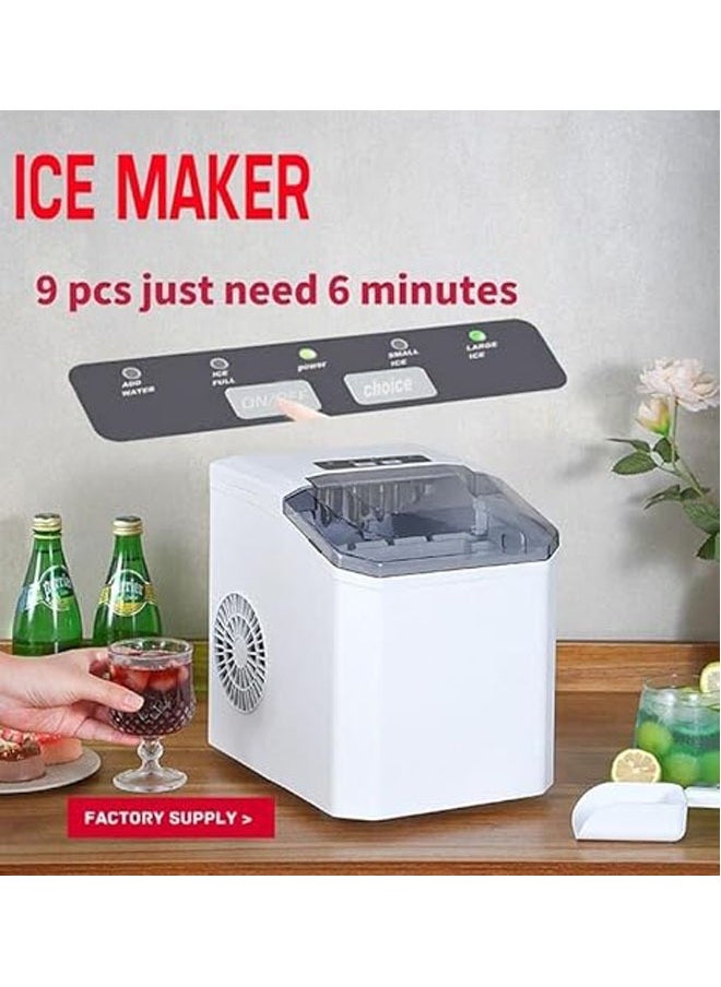 Generic Home Ice Maker, Portable Countertop Ice Cube Making Machine, 9 Ice Cubes in 6 Minutes, Self-Cleaning Ice Maker with Ice Scoop and Ice Basket, Low Noise Operation  - Image 2