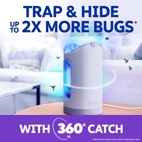 Zevo MAX Bug Catcher & Fly Trap for Indoors - Flying Insect Trap for Gnats, House & Fruit Flies - Use in Any Room - No-Mess Disposal (2 Plug in Bases & 4 Cartridges) - Image 5