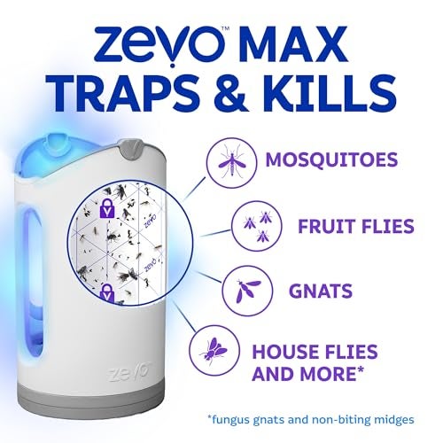 Zevo MAX Bug Catcher & Fly Trap for Indoors - Flying Insect Trap for Gnats, House & Fruit Flies - Use in Any Room - No-Mess Disposal (2 Plug in Bases & 4 Cartridges) - Image 4
