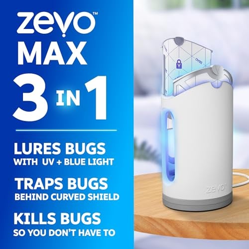 Zevo MAX Bug Catcher & Fly Trap for Indoors - Flying Insect Trap for Gnats, House & Fruit Flies - Use in Any Room - No-Mess Disposal (2 Plug in Bases & 4 Cartridges) - Image 2