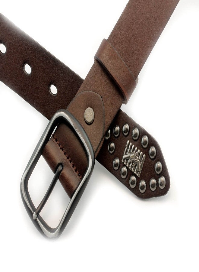 vogueteen Genuine Leather Rocker Punk Mens Belt Cowhide Retro Bullet Skull Belts For Men - Image 5
