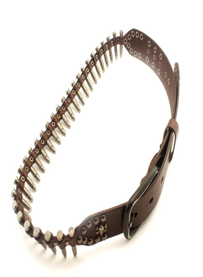 vogueteen Genuine Leather Rocker Punk Mens Belt Cowhide Retro Bullet Skull Belts For Men - Image 2