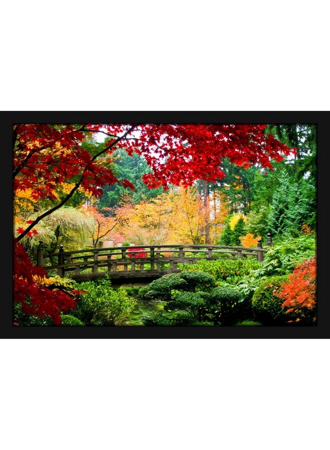Mad Masters Bridge Scenery Painting Aesthetic Hanging Photo Frame Decorative Item Home Decoration and Wall Decor for Living Room and Bedroom (MM 1011, 8x12 Inch, Paper, With Plexi Glass) - Image 1