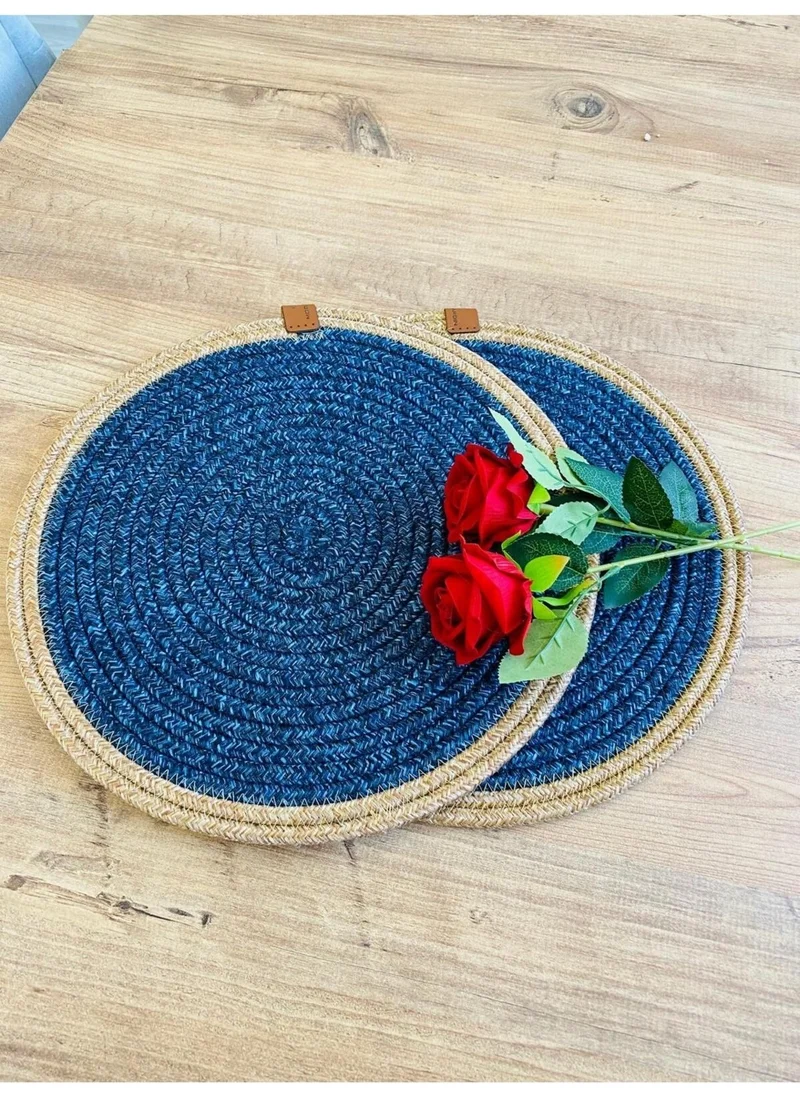 BDZ Deri BDZ Leather Jute Wicker American Service Plate 2 Pieces
