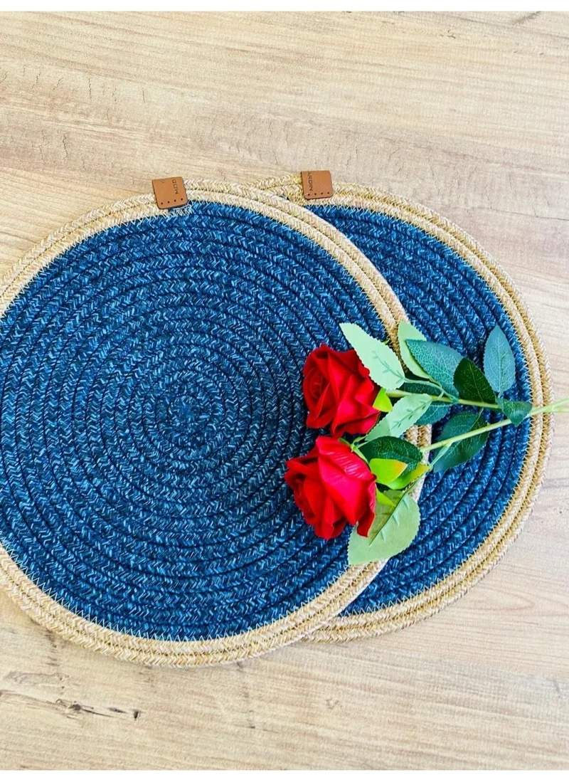BDZ Deri BDZ Leather Jute Wicker American Service Plate 2 Pieces