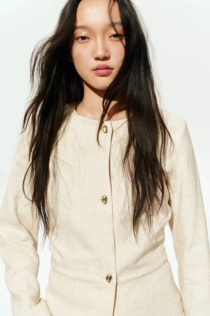 H&M Linen-blend peplum jacket
