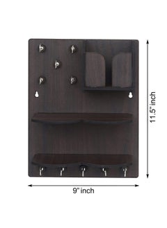 Webelkart Webelkart Premium Key Chain Hanging Board/Wall Hanging Key Holder with Mobile Charging Stand (11.5 Inches, 10 Hooks), Wood  - Image 5