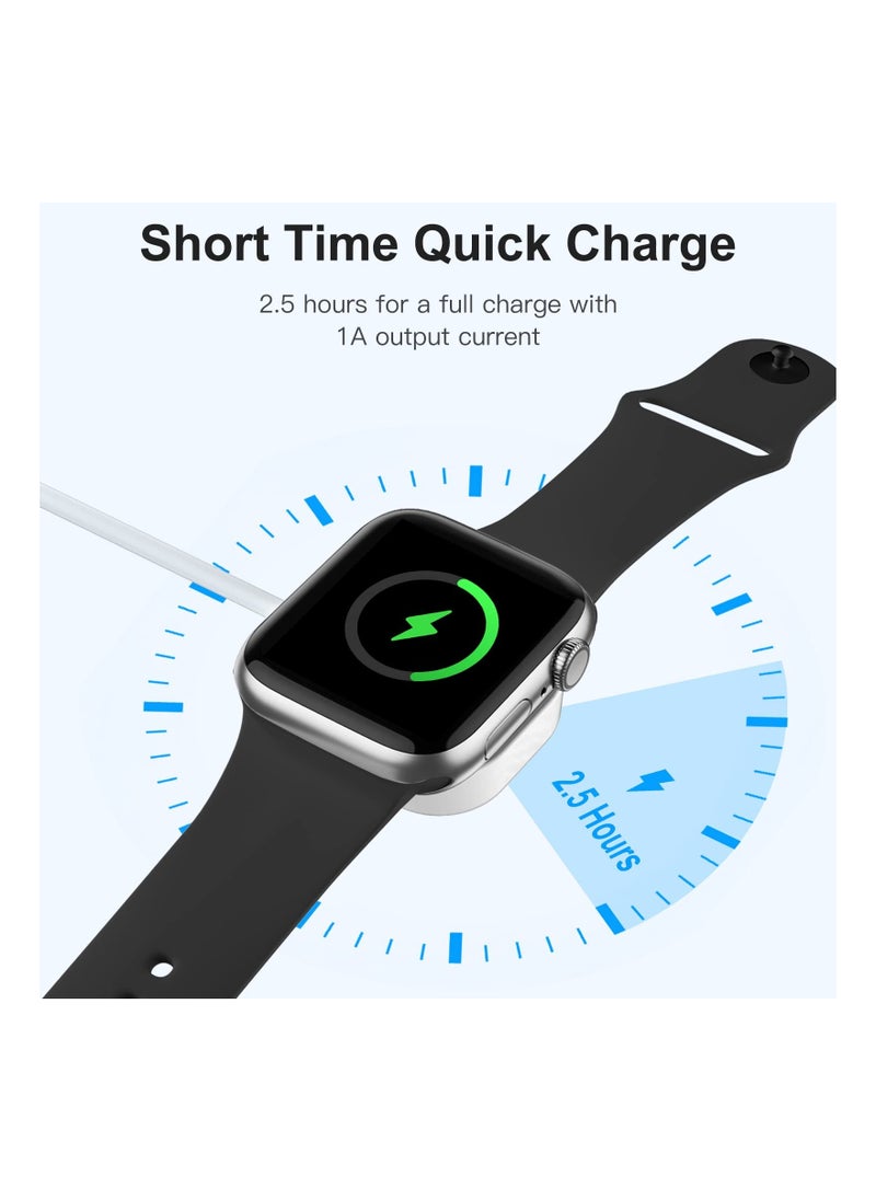 شاحن ساعة لساعة Apple Watch، كابل شحن محمول مغناطيسي لاسلكي USB بطول 1 متر متوافق مع Apple Watch Series 9/8/7/6/SE/5/4/3/2/1