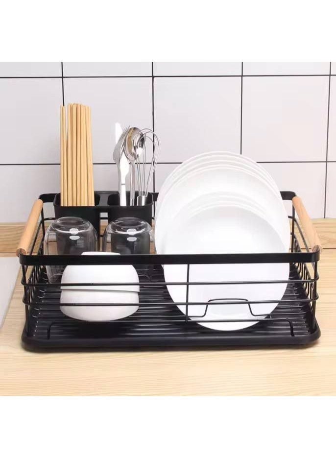 مطبقيه و صفايه أطباق 2 في 1 بمقابض خشبية – أسود - Image 4