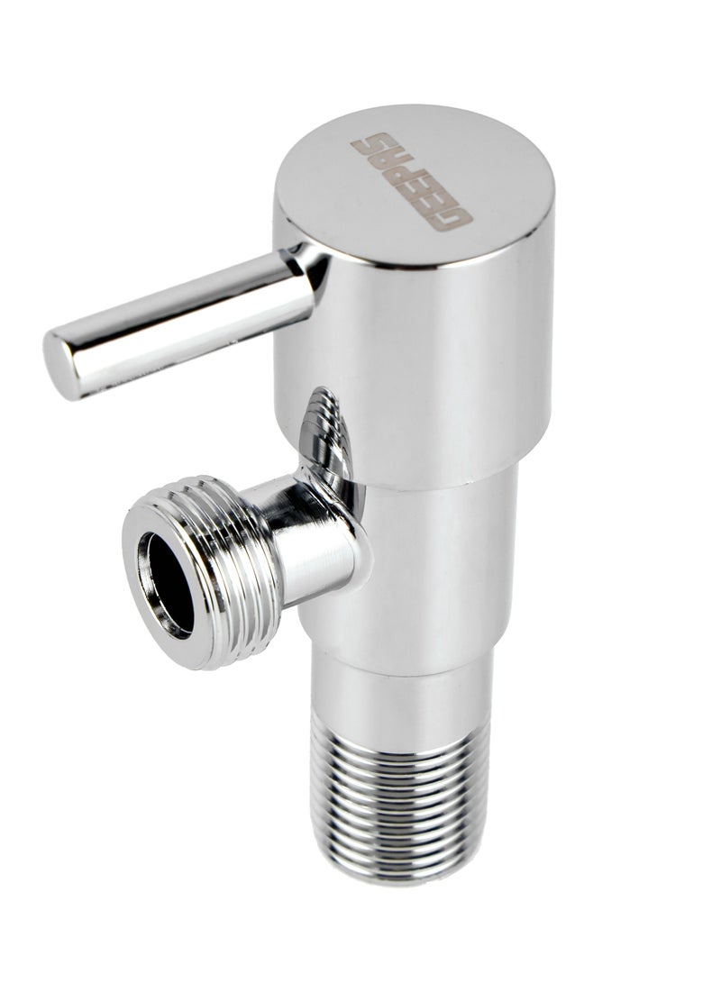 GEEPAS صمام زاوية للحمام، فضي مع مطلي بالكروم، خرطوشة سريعة الدوران، وصلة G1/2-G1/2، مادة غير حديدية، هيكل صلب عالي الجودة. ضمان لمدة عام - Image 4