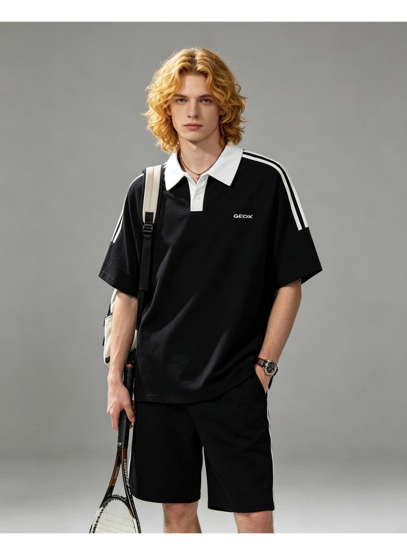 GEOX Unisex Short Sleeve Polo Shirt Casual Sports Daily Wear Top, Black - Image 1