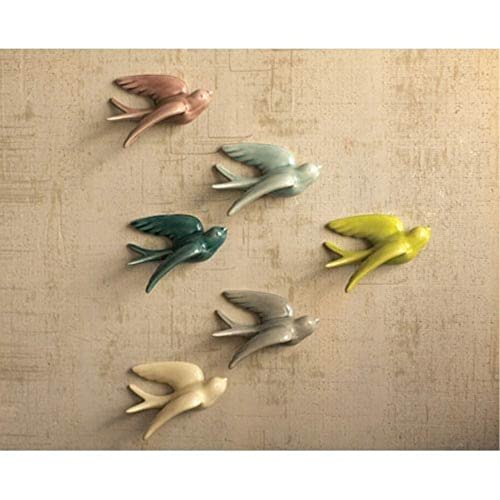 Kalalou Set of Ceramic Hanging Swallows, One Size, Multicolor - Image 3