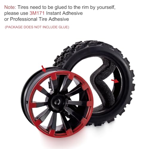 Rowiz 1/10 RC Car Tires 12mm Hex Wheels and Tires for 1/18 Truck 1/12 to 1/16 Buggy Slash WLtoys 144001 A959 124018 124019 Mini T 2.0 Latrax Teton HBX 18859 - Image 3