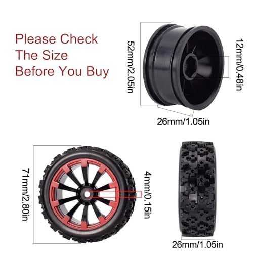 Rowiz 1/10 RC Car Tires 12mm Hex Wheels and Tires for 1/18 Truck 1/12 to 1/16 Buggy Slash WLtoys 144001 A959 124018 124019 Mini T 2.0 Latrax Teton HBX 18859 - Image 2