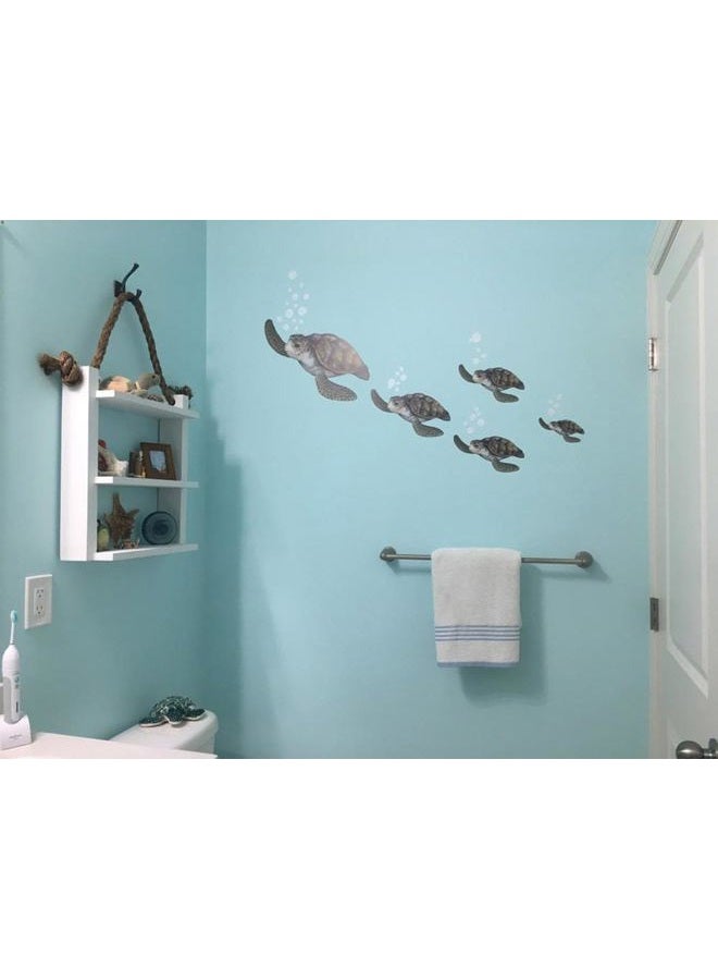 Create-A-Mural Sea Turtle Family Ocean Wall Decals, Dolphin Fish, Undersea Decor Stickers for Kids Room Underwater Sea Wall Stickers, Boys Girls Toddler Baby Nursery Bedroom, Playroom, Bathroom (Sea Turtle Family) - Image 1