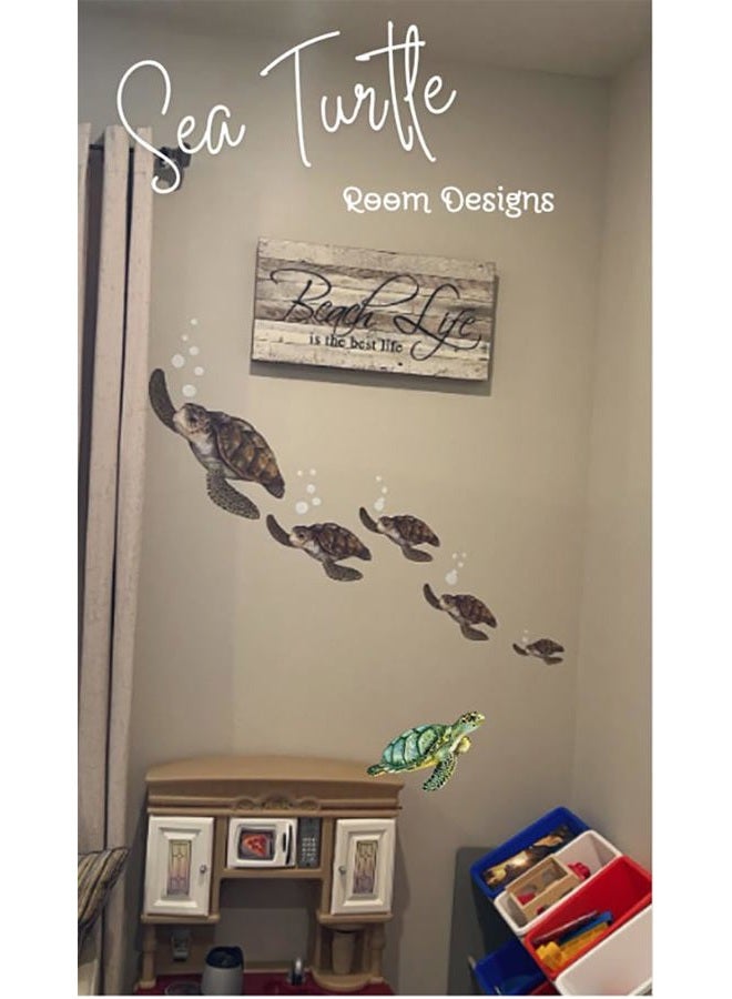 Create-A-Mural Sea Turtle Family Ocean Wall Decals, Dolphin Fish, Undersea Decor Stickers for Kids Room Underwater Sea Wall Stickers, Boys Girls Toddler Baby Nursery Bedroom, Playroom, Bathroom (Sea Turtle Family) - Image 5