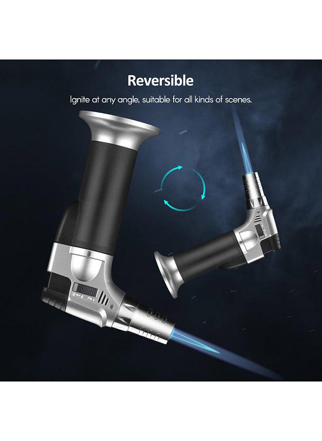 Generic - Butane Torch Adjustable Flame Multipurpose Industrial Torch Welding Refillable Kitchen Torch Lighter Solid Mental  DIY Sliver - Image 1