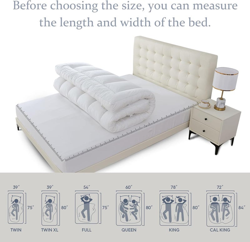 WhatsBedding غطاء لسرير من الرغوة الذاكرة بسمك 5 بوصات، مخصص لتخفيف الضغط، مغطى بنسيج قطني بنسبة 100٪، يوفر دعمًا مريحًا للرأس أثناء النوم، مملوء برغوة ذاكرة ناعمة بكثافة 2000 جرام/متر مربع. - Image 5