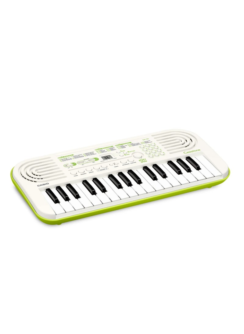 CASIO - Casiotone SA-50 Mini Keyboard for Kids - 100 Tones - 50 Rhythms - 32 Keys- White, With Power Adaptor - Image 1