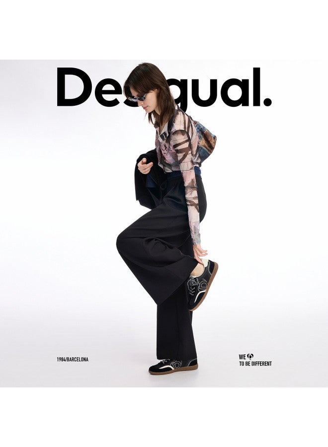 DESIGUAL 25 ربيع/صيف حزام واسع من الدنيم بتصميم باتش وورك للنساء، بنطلون كاجوال - Image 4