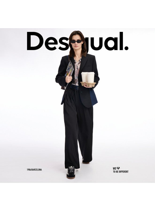 DESIGUAL 25 ربيع/صيف حزام واسع من الدنيم بتصميم باتش وورك للنساء، بنطلون كاجوال - Image 5